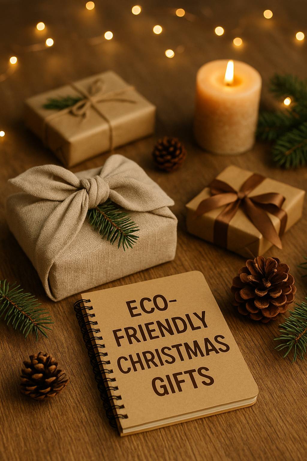 Eco-friendly Christmas gifts wrapped in reusable fabric