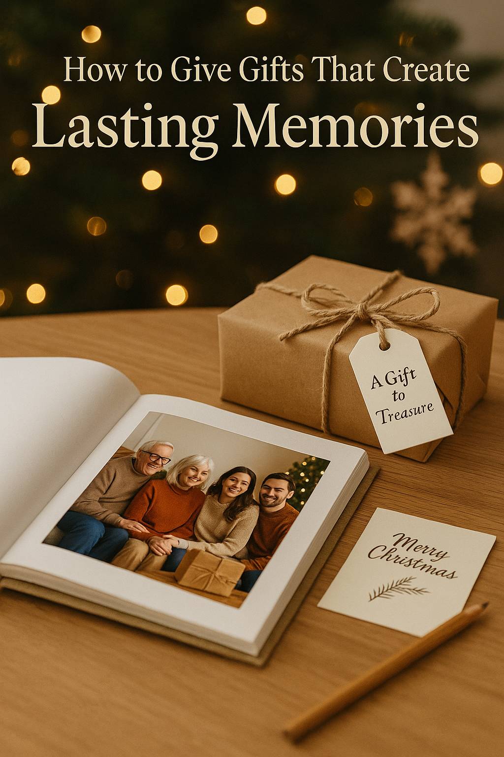 Sentimental Christmas gift with photo book and handwritten note