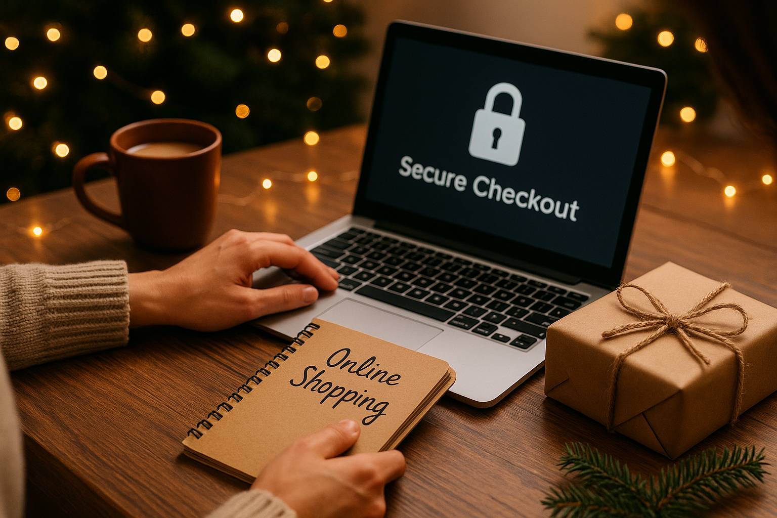 Online gift-buying safety tips with secure online checkout