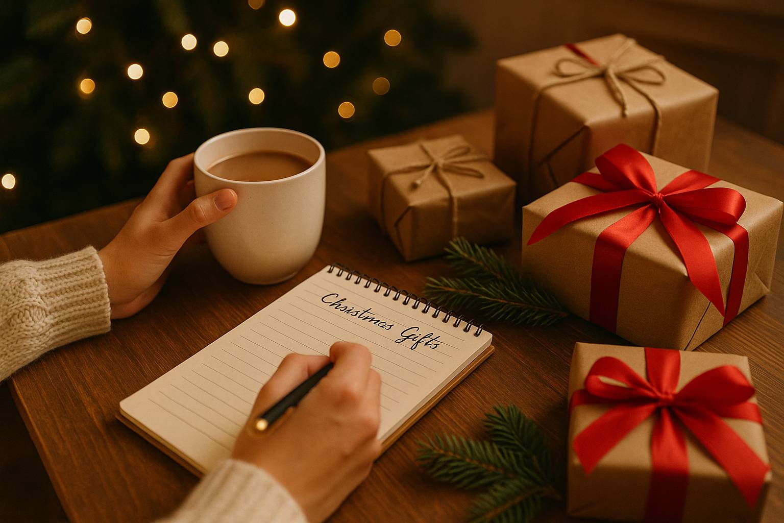 Peaceful Christmas shopping plan with warm festive décor